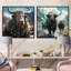 Ensemble de 2 bruns Yaks Highland Mountain Charm I - Yaks Wall Art Living Room-77613259-77613262