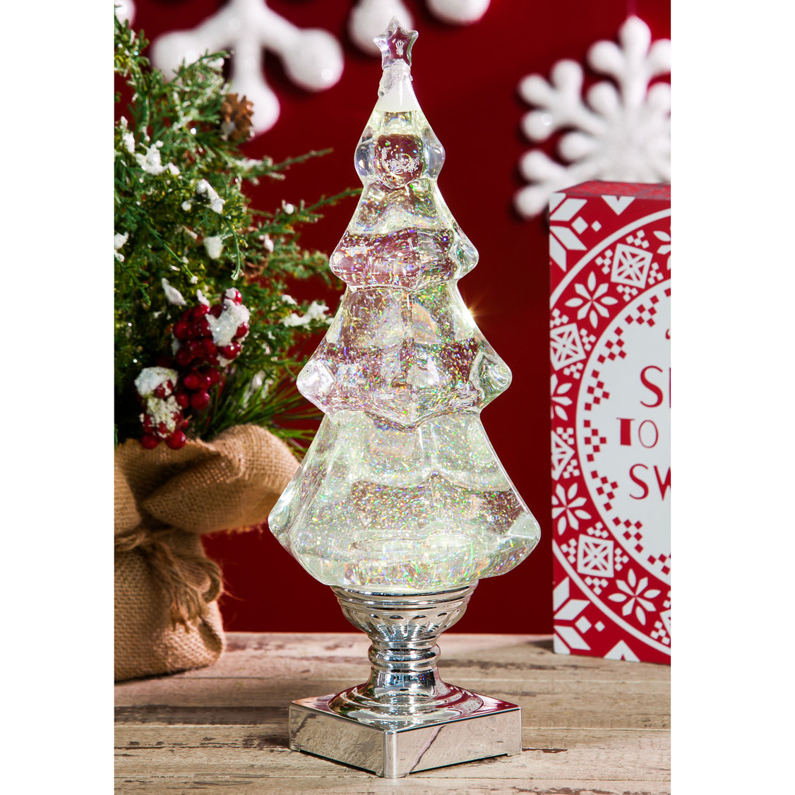 The Holiday Aisle® 8 Christmas Tabletop Feather Tree w/ Glittered Tips,  White