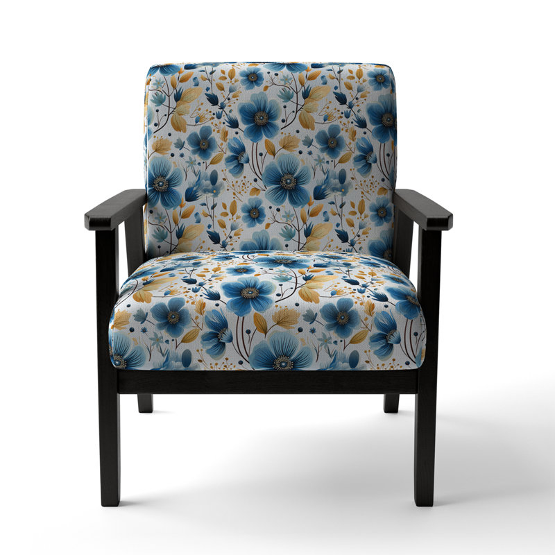Chaise avec accoudoirs rembourrée Watercolor Whimsy Blue Floral Melody II