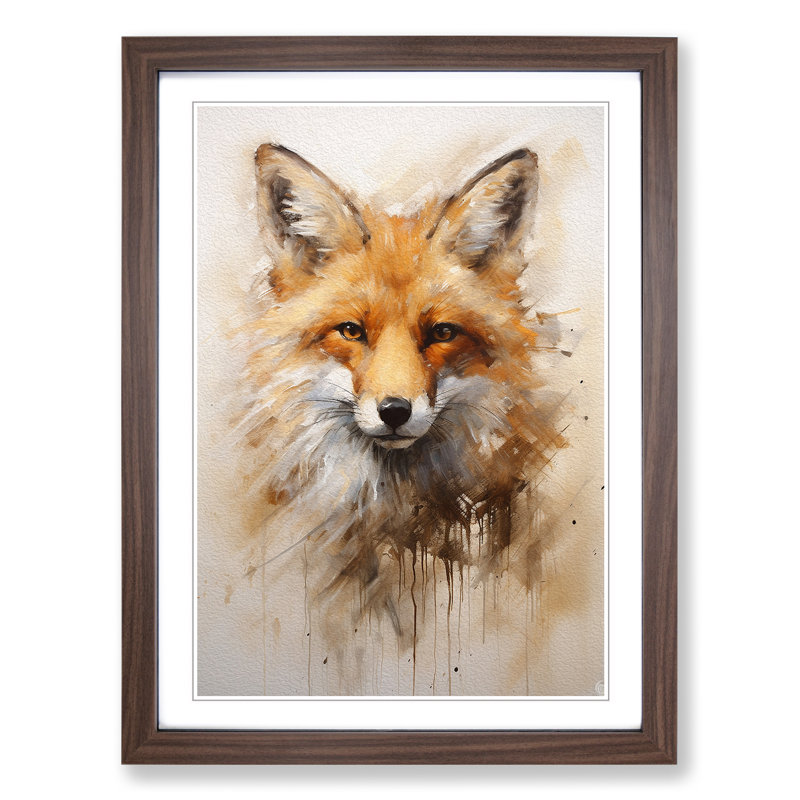 Fox Gestural - Framed Print, Walnut Framed, 64cm H x 46cm W