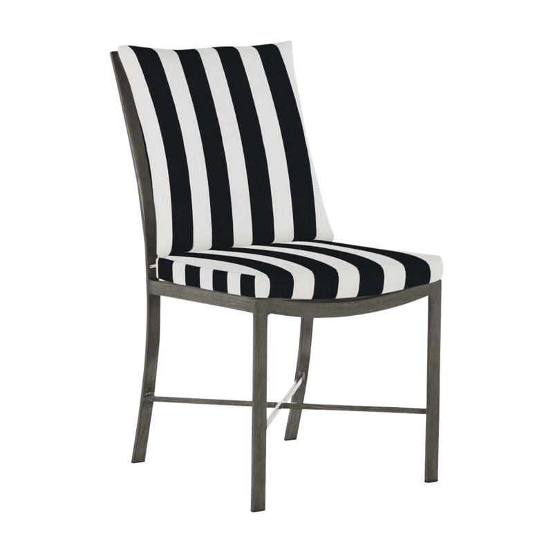 Chaise d'appoint en aluminium Monaco - Gris ardoise, Welt, Sunbrella® ‑ Cabana à rayures minuit, Gris ardoise
