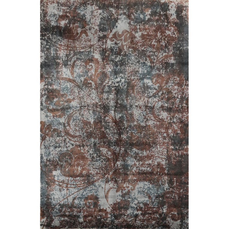 Tapis moderne abstrait fait à la main 5 x 8 po