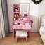 Coiffeuse à DEL rose avec tabouret, miroir 3 couleurs et concentrateur électrique-314519779