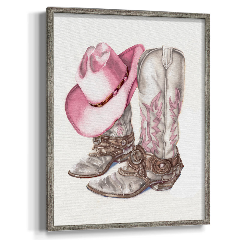 «Her Cowboy bottes», reproduction encadrée - bois massif, 11" H x 9" W