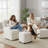 29" Wide Modern Bouclé Swivel Barrel Chair Wingback With Ottoman