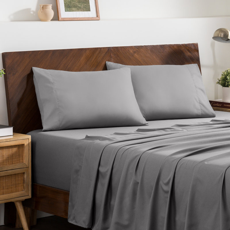 Microfiber Pillowcase Set Envelope Closure, Light Gray, Queen Pillow Case