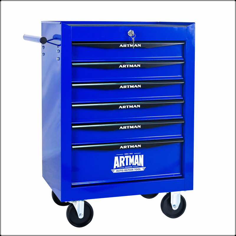 Coffre à outils durable en métal avec 6 tiroirs, glissières à roulement à billes et sécurité verrouillable pour un rangement efficace des outils
