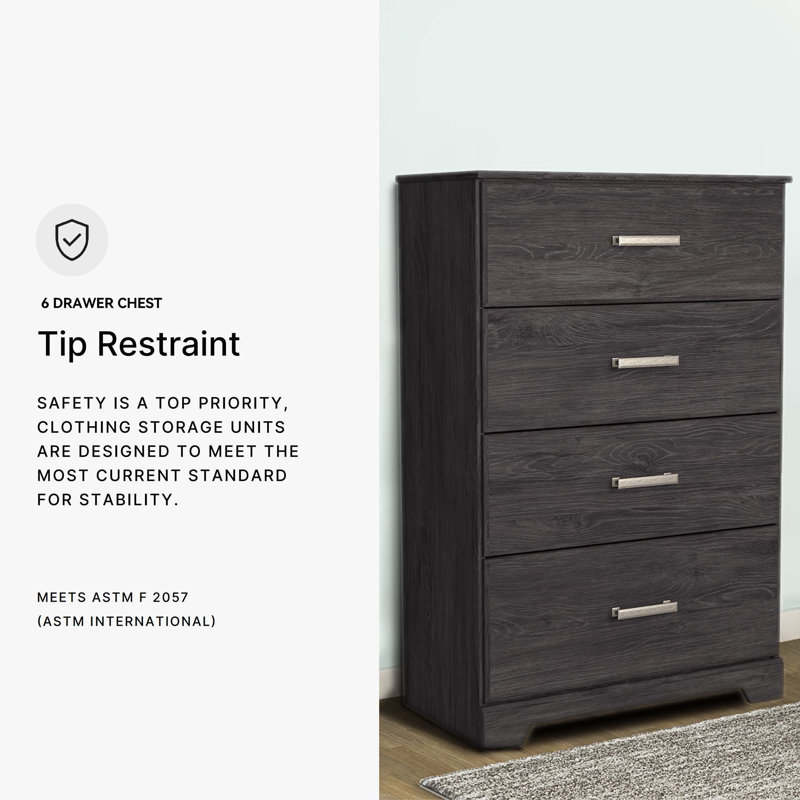 Eria 30.24'' W 4 - Drawer Dresser, Black/Nickel