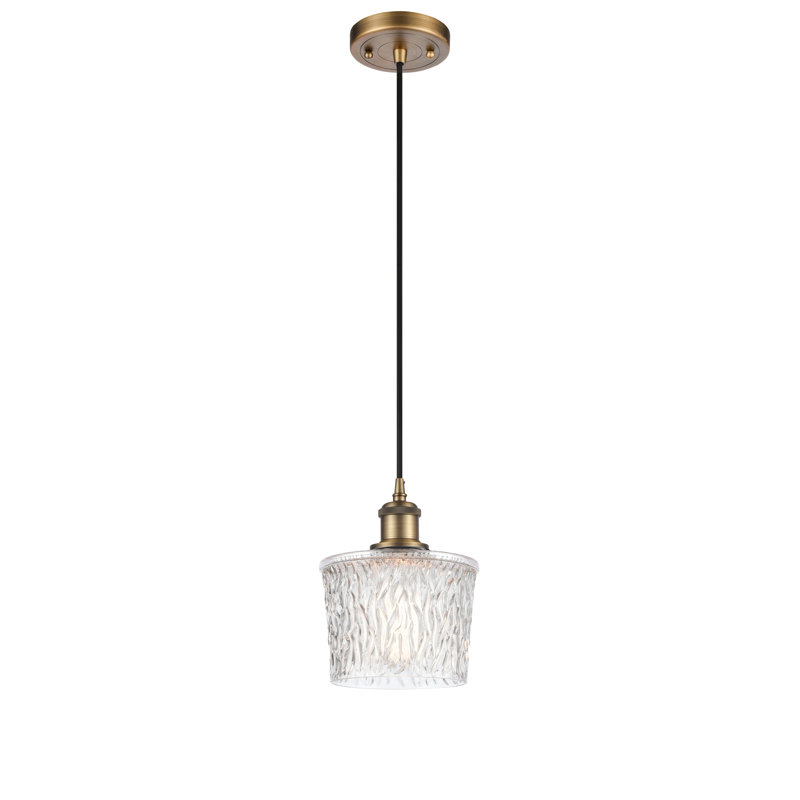 Luminaire suspendu 1 lumière Camire, H 16,25 po, Laiton brossé, Ampoule DEL 6 watts Vinage