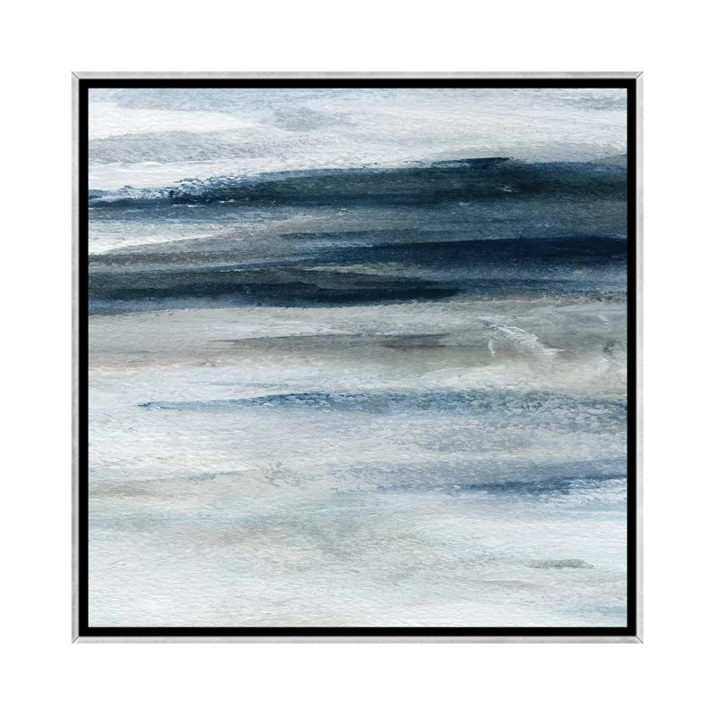 « Ocean courants III » par Carol Robinson, reproduction d’art, Toile avec cadre argenté, Pas de tapis
