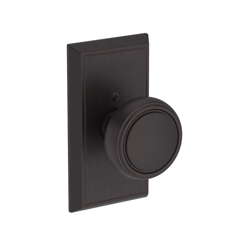 Bremerton Passage Knob with Chamfered 5in Rose in Lifetime (PVD) Polished Nickel, Venetian Bronze