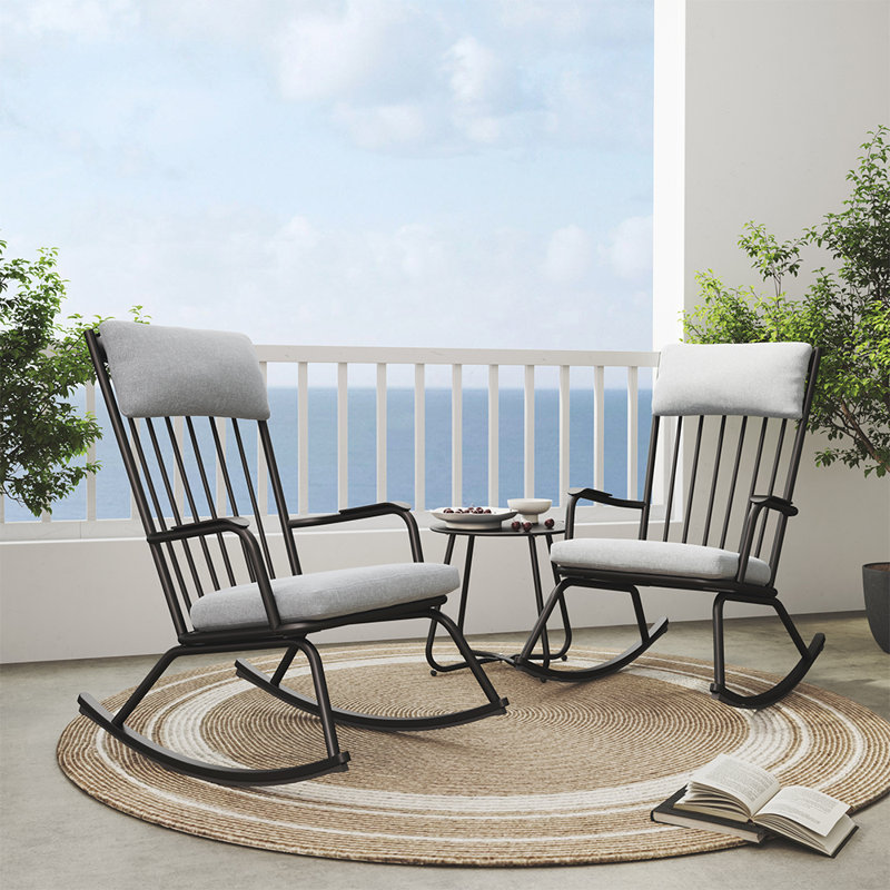2- Person Seating Group with Cushions, Black