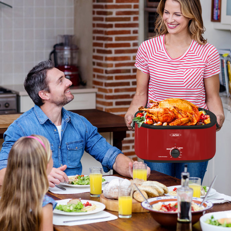 Sunvivi Electric Roaster Oven with Removable Pan, 18 quarts, Red