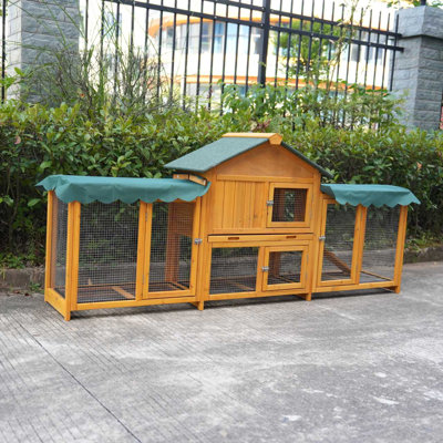 Extra Large Wood Rabbit Hutch Outdoor/Indoor With Cleaning Tray & Waterproof Roof For Small And Medium Bunnies