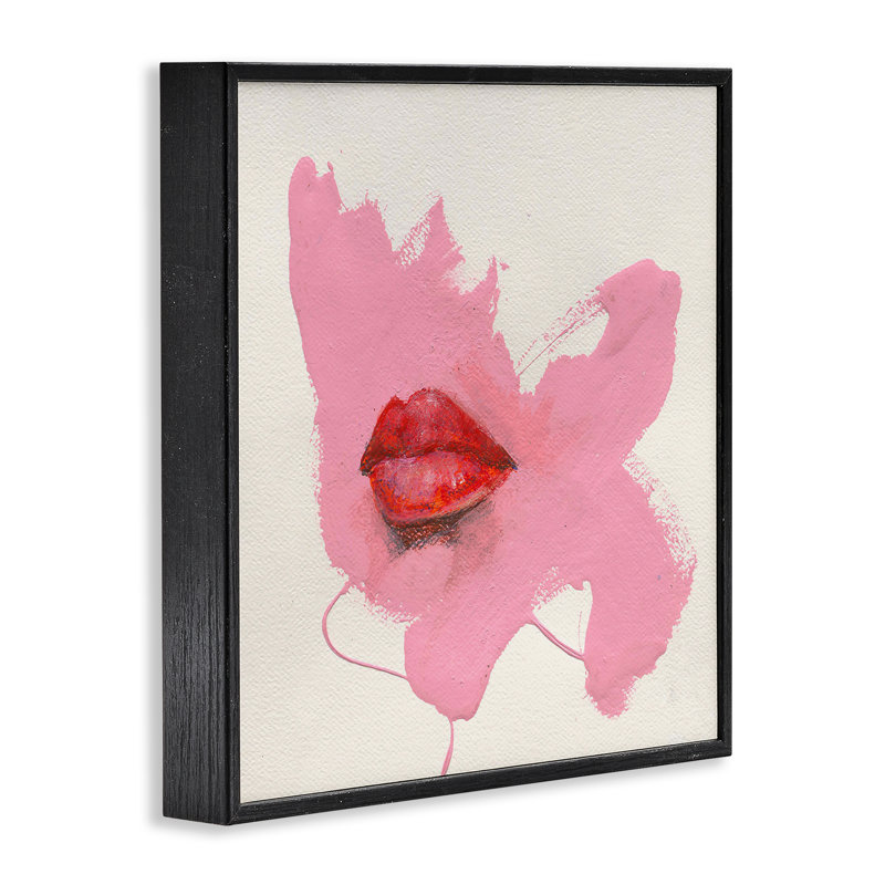  «Lips on Pink», estampe numérique par Daniel Houston, H 17 po x l 17 po, Giclée encadrée noir minuit