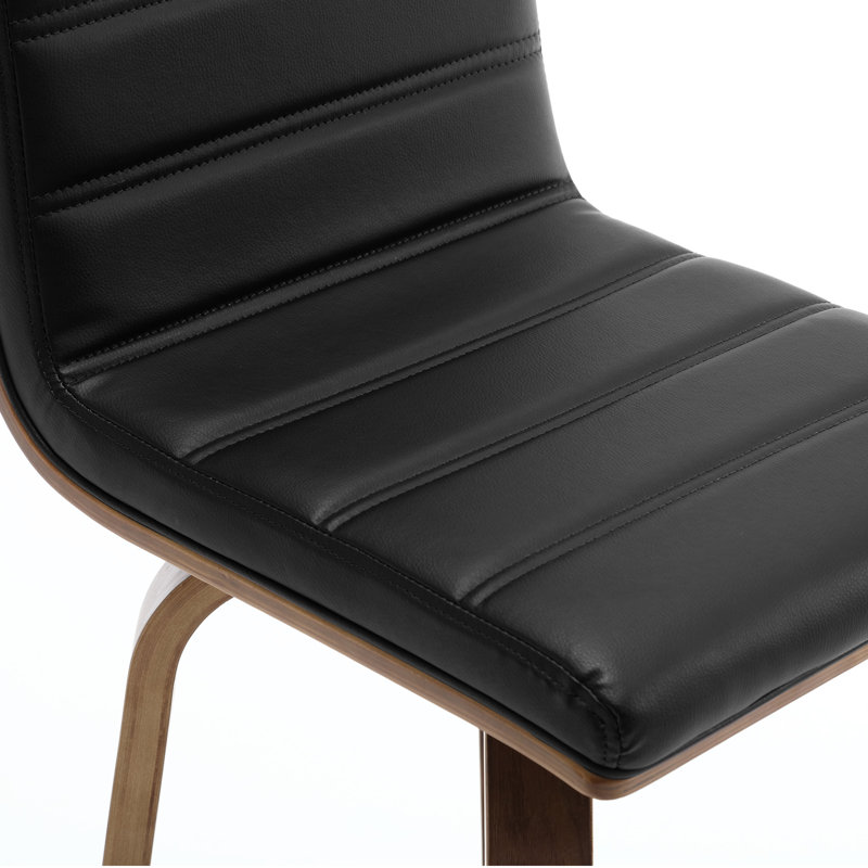Swivel Upholstered Counter & Bar Stool With Solid Wood Frame and L-Shaped PU Leather Back, Black