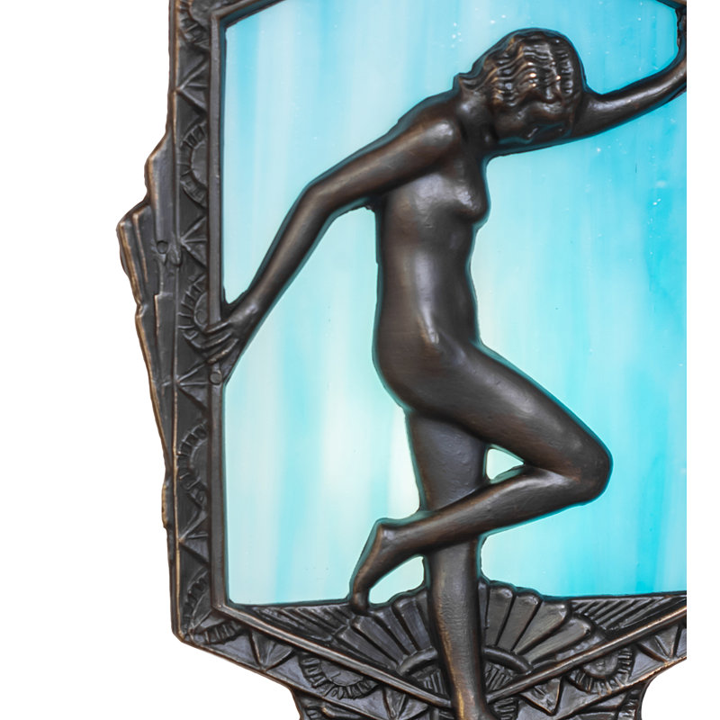9" High Deco Posing Lady Accent Lamp, Blue/White