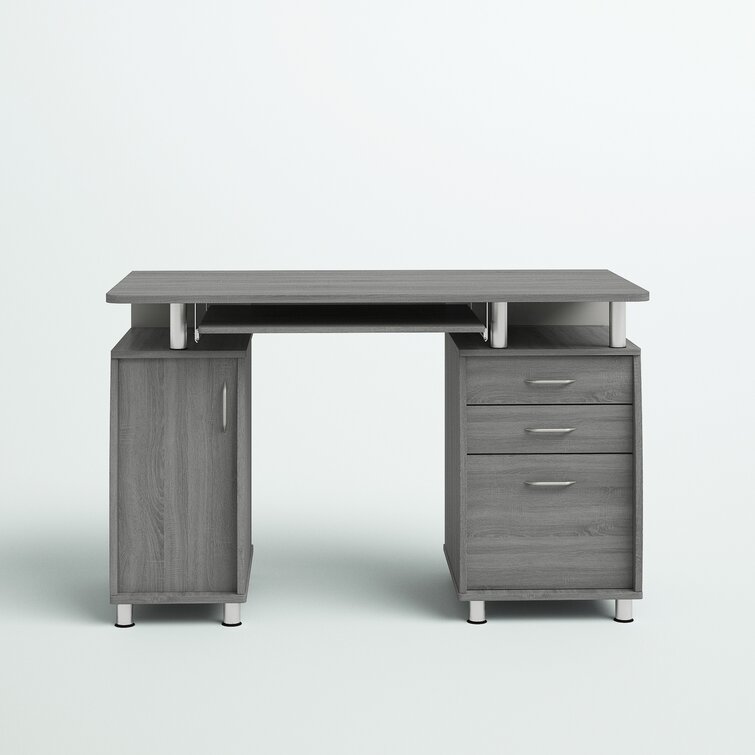 Techni Mobili Complete Workstation Computer Desk with Storage, Grey