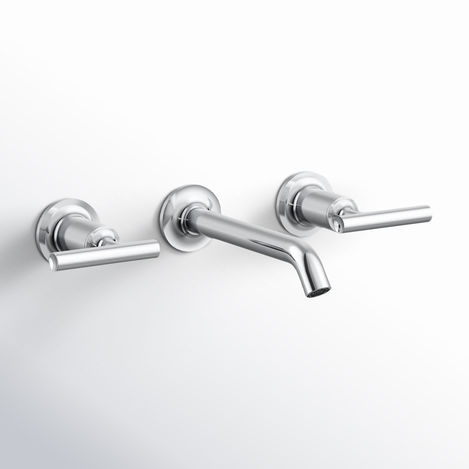 Purist Wall-Mounted Bathroom Faucet, Brushed Chrome, Lever Handle