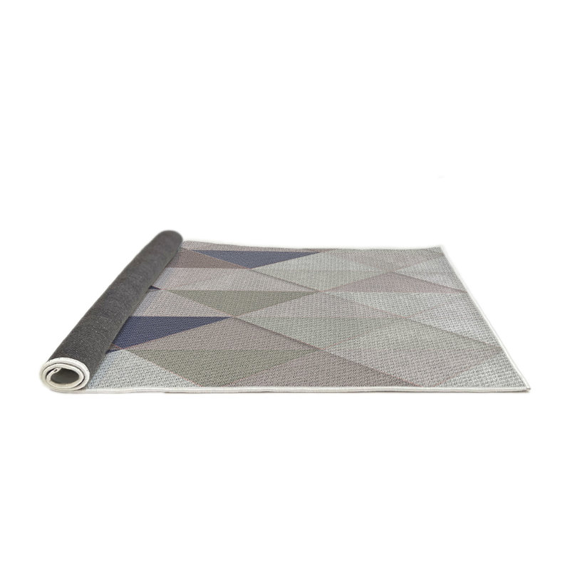 Tapis gris ardoise à motif crème/ardoise, Rond 3 pi