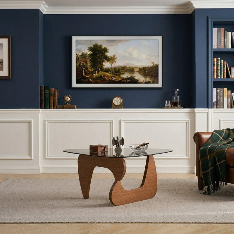 Table basse Mid-Century moderne en bois, style petite maison de campagne, brun