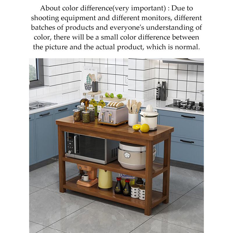 Îlot de cuisine rustique en bois massif autoportant avec tablette ouverte, H 31,5 po x l 31,5 po x P 15,7 po