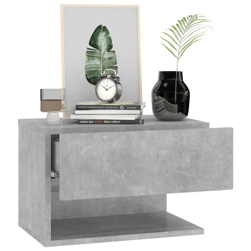 Armoire de chevet flottante vidaXL, Gris béton, Ensemble de 2