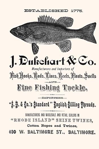 Buyenlarge 'J. Dukehart and Co. Fine Fishing Tackle' Vintage Advertisement Size: 36 H x 24 W x 1.5 D