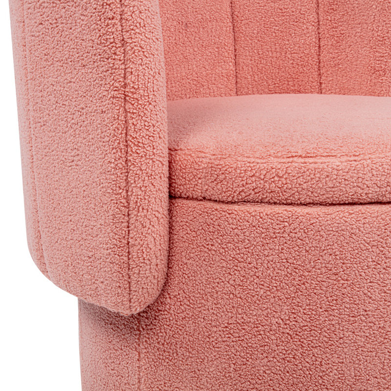 Fauteuil pivotant à 360 degrés avec espace de rangement, convenant à la chambre à coucher et au salon, Rose