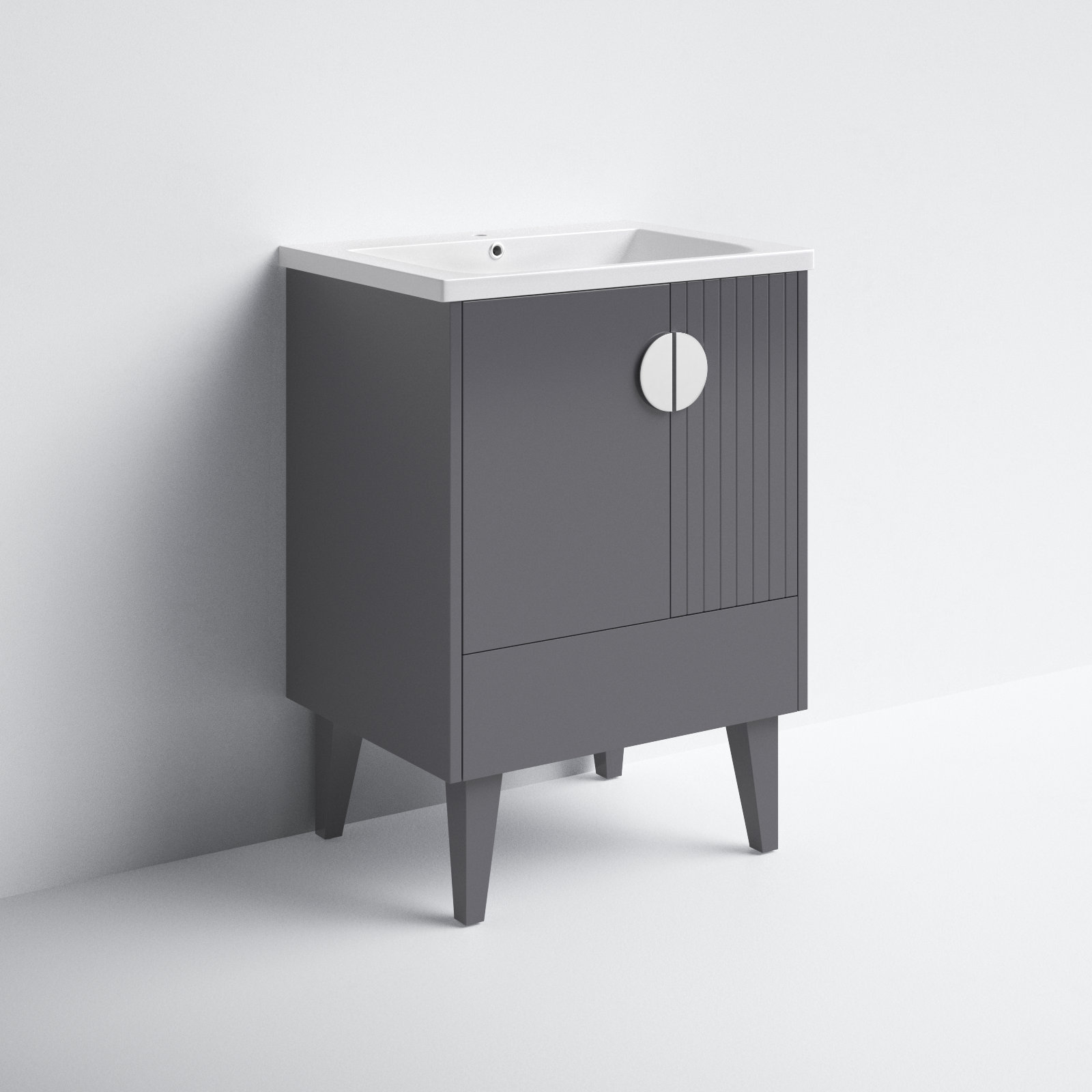 Saimah 24'' Single Bathroom Vanity, Polished Chrome, Rock Gray