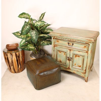 Leather Ottoman Posse Antique Brown