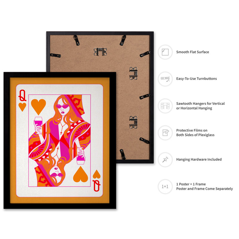 Queen of Hearts No2, H 12 po x l 16 po, Affiche, Cadre noir