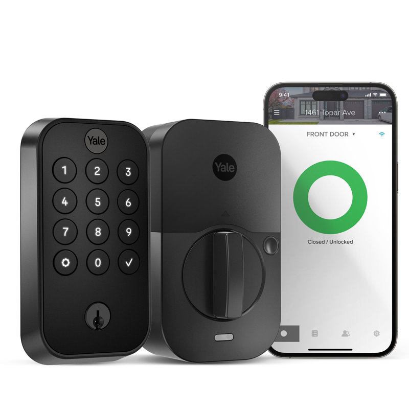 Black Suede Wi-Fi Smart Door Lock with Keypad and Voice Control