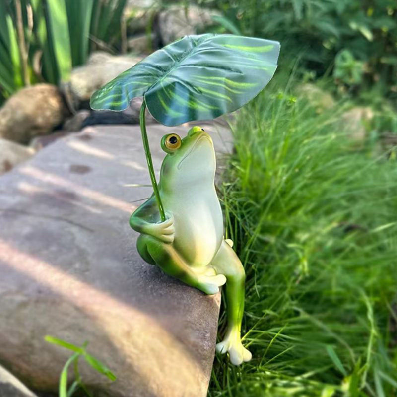Simulation de grenouilles et d'ornements de feuilles, aquarium en résine, décor d'aménagement paysager pour le balcon de la maison