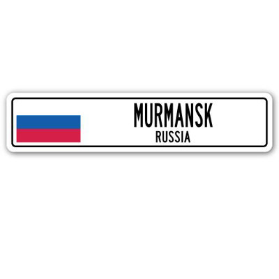 Plaque de rue en aluminium drapeau Mourmansk, Russie