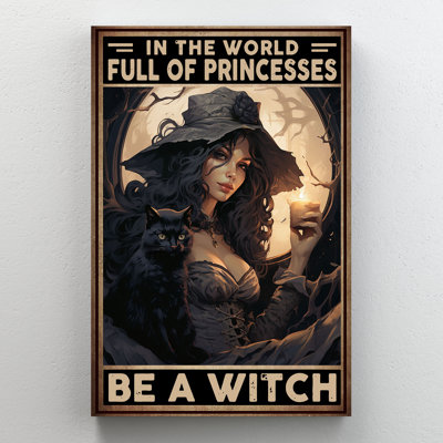 «Girl - World Full Of Princesses, Be A Witch Gallery», toile tendue - pour décor de filles, décor de couloir noir et orange