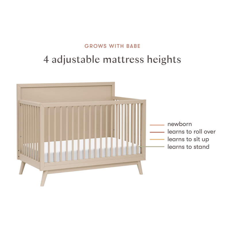 Palma 4-in-1 Convertible Crib with Toddler Bed Conversion Kit, Taupe