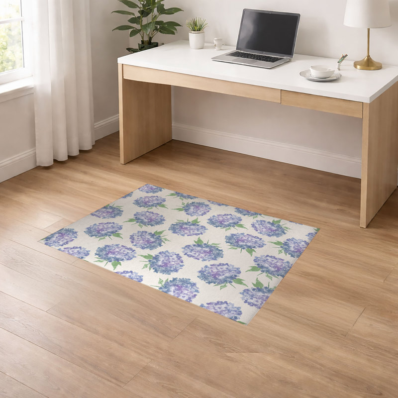 Tapis de bureau antidérapant Hydrangea Love, L 36 po x P 24 po, Ivoire ivoire