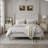 House of Hampton Modern Velvet Upholstered Platform Bed with Wingback Tufted Headboard-307880689-306087433