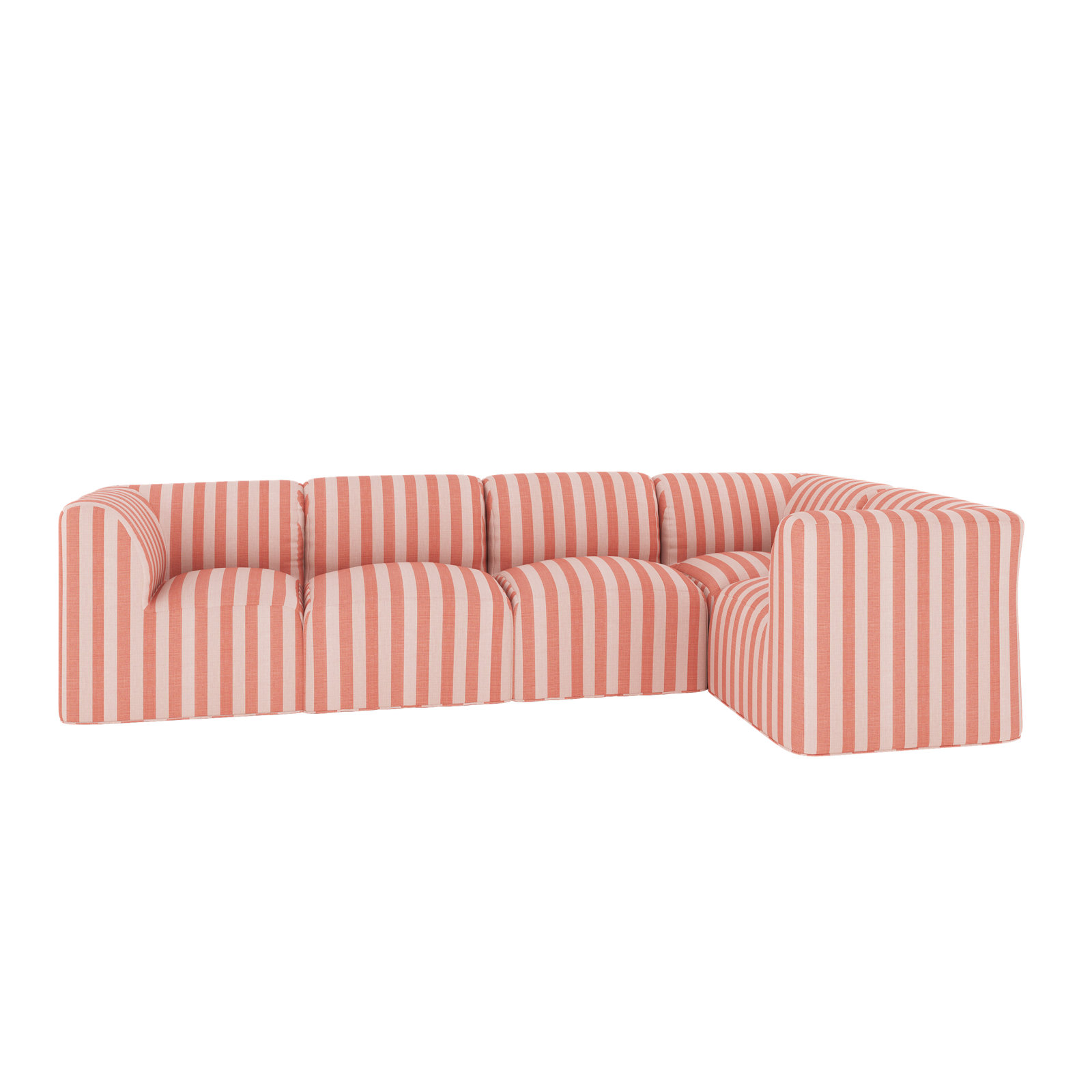 Praia 124" Sunbrella® Modular Outdoor Sofa, Expressive Blush Striped Sunbrella®