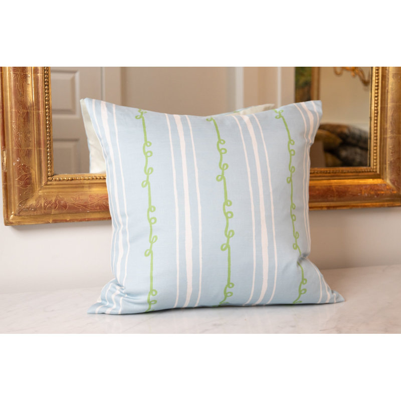 Sister Stripe Square Pillow Cover & Insert, Blue/Green/White Striped, 24"H x 24"W