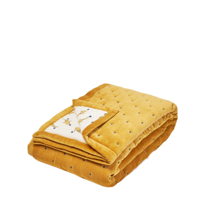 Velvet No Pattern Bedspread, W170 x L260cm, Orange