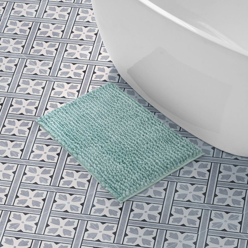 Laura Ashley Butter Chenille Bath Rug, 17" W x 24" L, Sage