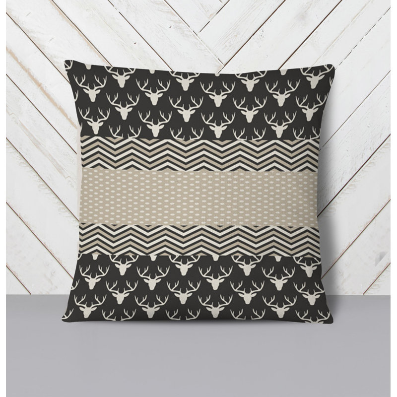 Throw Pillow With Insert, Black/Brown Chevron 3, 20"H x 20"W