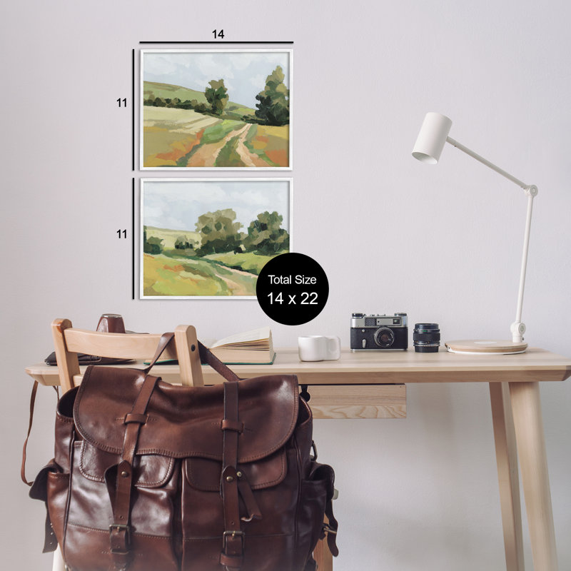 «Abstract Country Road Landscape», ensemble de 2 estampes numériques par Victoria Barnes, Estampe numérique Farmhouse