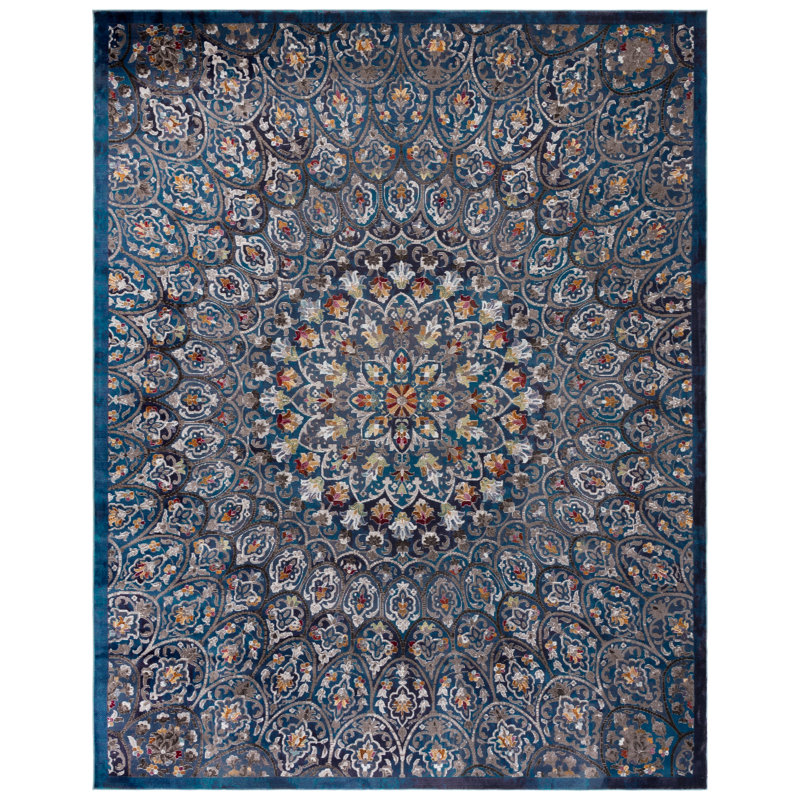 Aria Performance Floral Rug, Round 6'5"