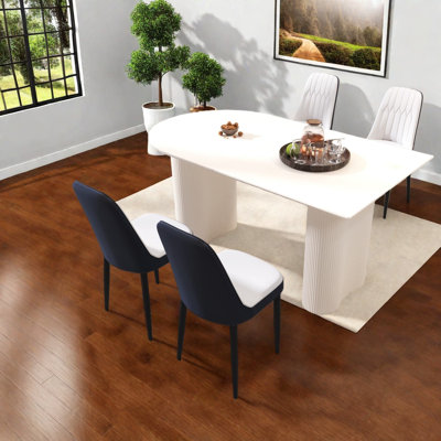 Modern Multifunctional Mdf Dining Table Sets With Metal Chairs For Home