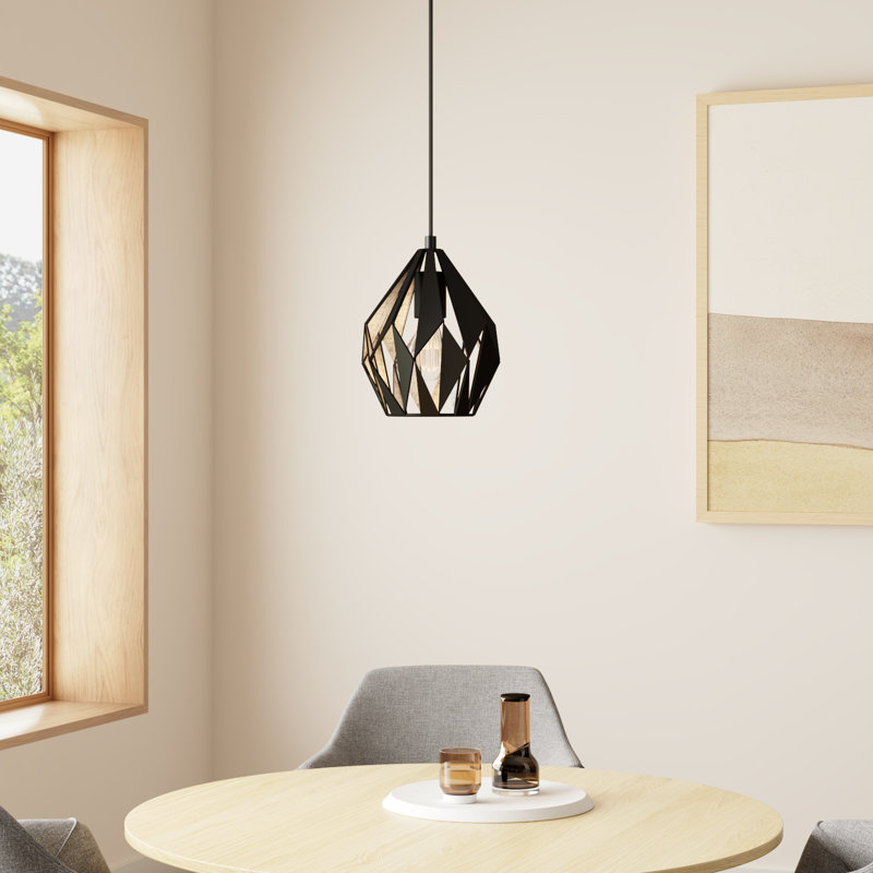 Luminaire suspendu géométrique à 1 lumière Hendry, Noir / argenté, H 72 po x l 12,25 po x P 12,25 po