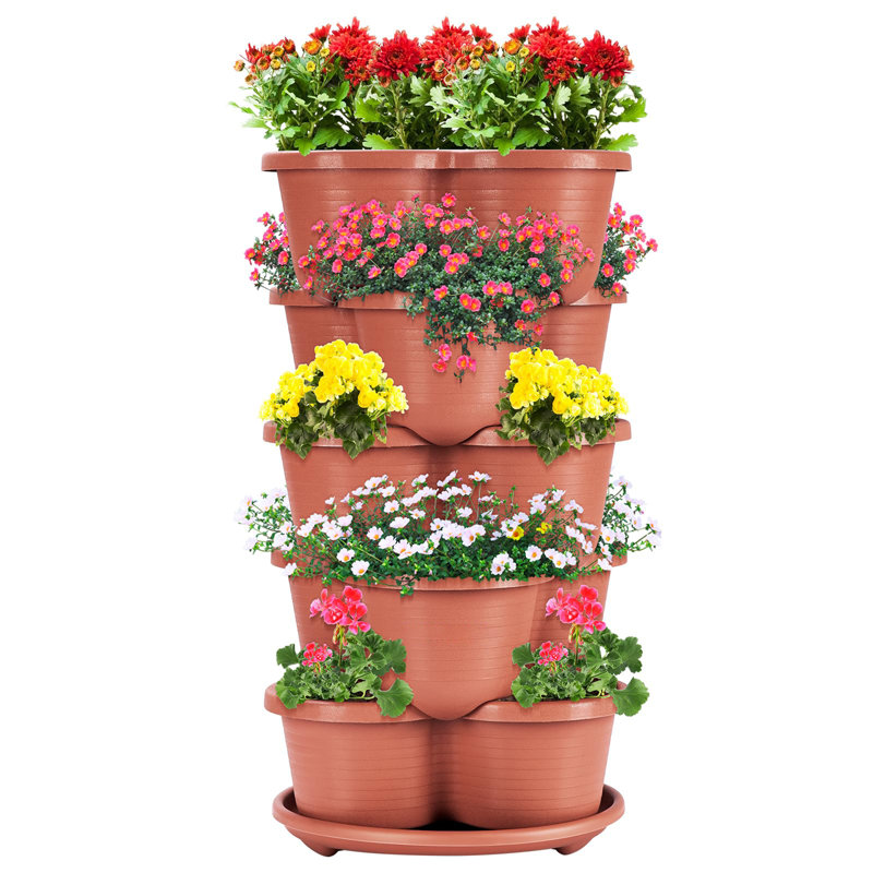 Jardinière empilable à 5 niveaux, Brun