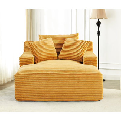 Fauteuil moelleux en velours côtelé confortable pour chambre d'amis - rembourrage en mousse complète, sans assemblage, Goldenrod Un canapé-lit douillet confortable surdimensionné en mousse, installation facile, salon et chambre à coucher
